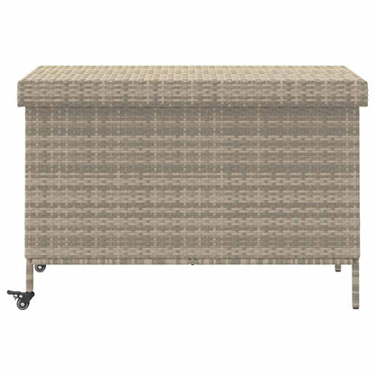 Contenitore da Giardino con Ruote Grigio Chiaro Polyrattan