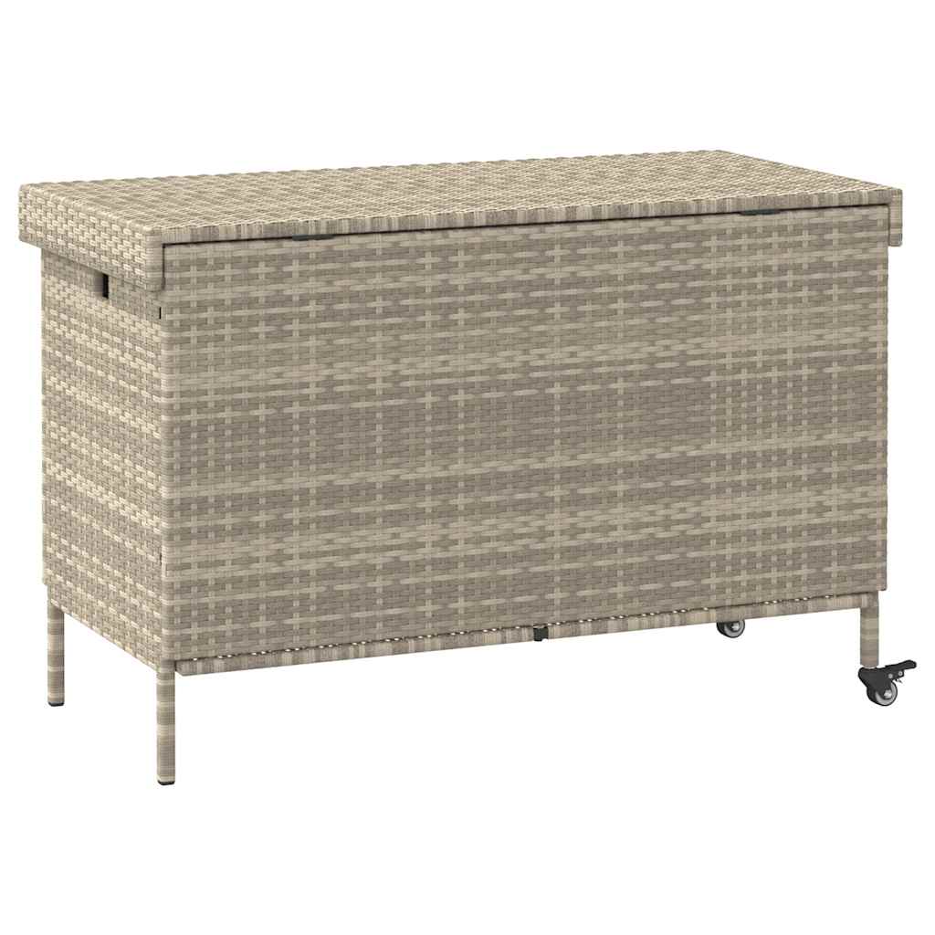 Contenitore da Giardino con Ruote Grigio Chiaro Polyrattan