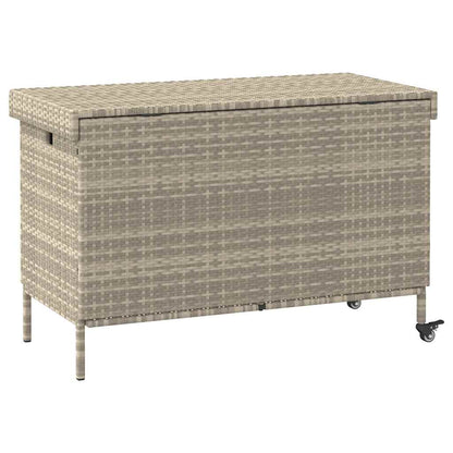 Contenitore da Giardino con Ruote Grigio Chiaro Polyrattan