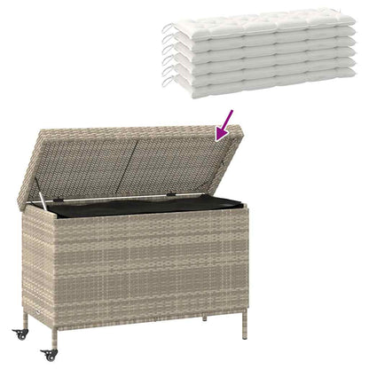 Contenitore da Giardino con Ruote Grigio Chiaro Polyrattan