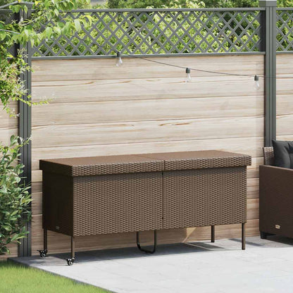 Contenitore da Giardino con Ruote Marrone Polyrattan