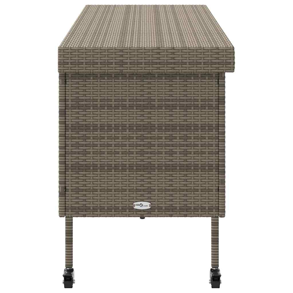 Contenitore da Giardino con Ruote Grigio 160x55x75cm Polyrattan