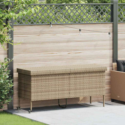 Contenitore da Giardino con Ruote Beige 160x55x75 cm Polyrattan