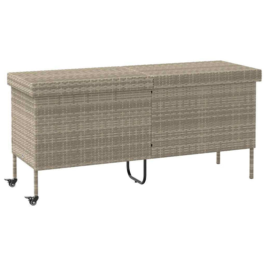 Contenitore da Giardino con Ruote Grigio Chiaro Polyrattan