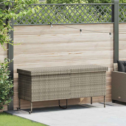 Contenitore da Giardino con Ruote Grigio Chiaro Polyrattan