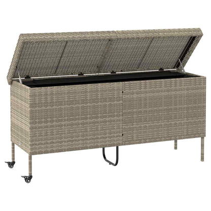 Contenitore da Giardino con Ruote Grigio Chiaro Polyrattan