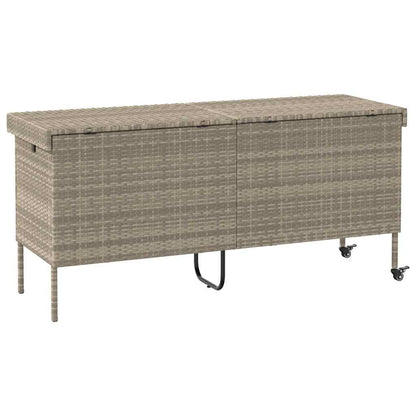 Contenitore da Giardino con Ruote Grigio Chiaro Polyrattan