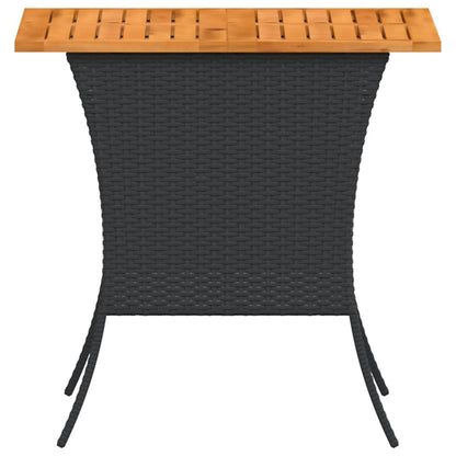 Tavolo Giardino Piano Legno Acacia Nero 105x75x72 cm Polyrattan