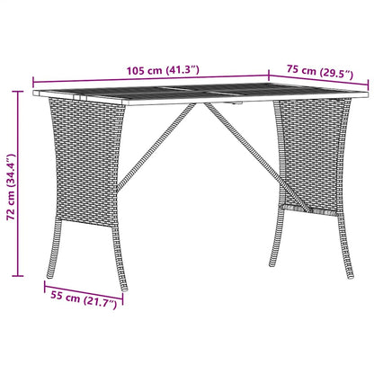 Tavolo Giardino Piano Legno Acacia Nero 105x75x72 cm Polyrattan - homemem39