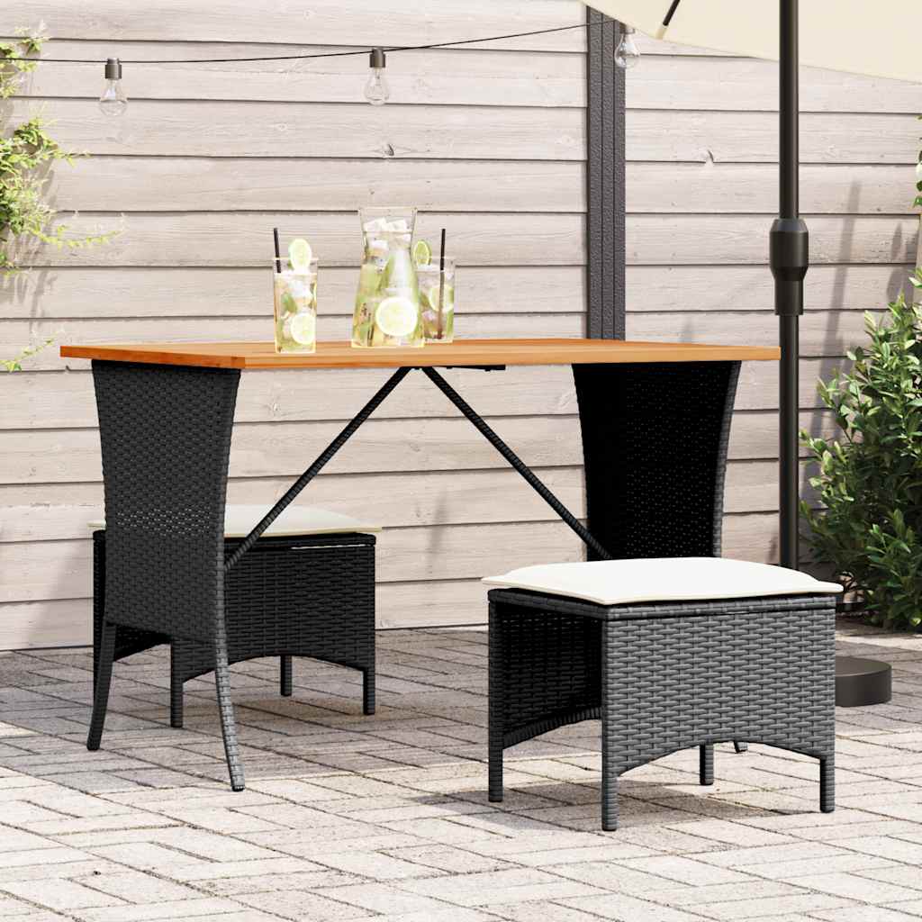 Tavolo Giardino Piano Legno Acacia Nero 105x75x72 cm Polyrattan - homemem39