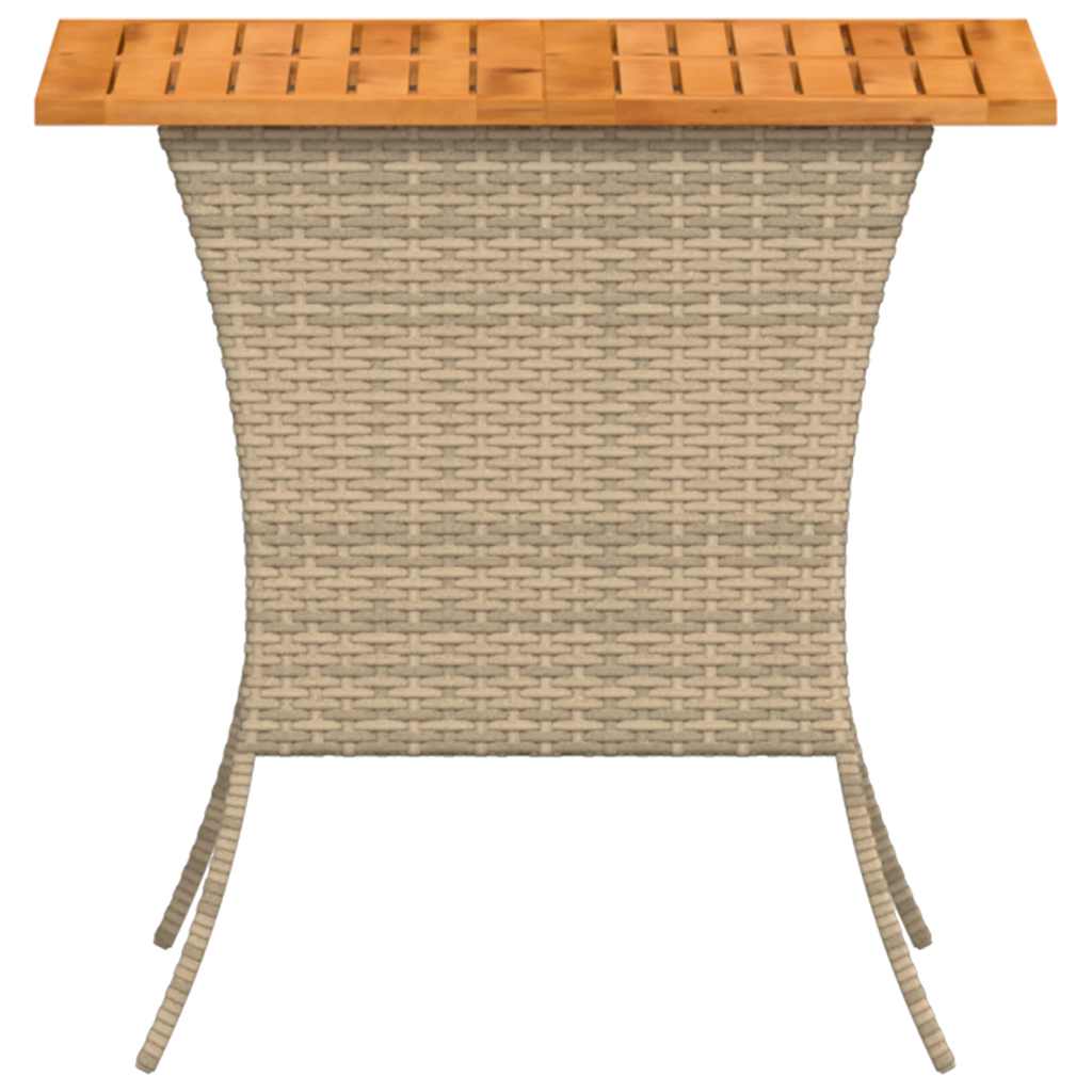 Tavolo Giardino Piano Legno Acacia Beige 105x75x72cm Polyrattan