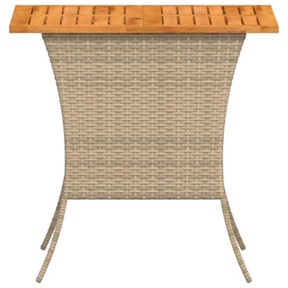 Tavolo Giardino Piano Legno Acacia Beige 105x75x72cm Polyrattan