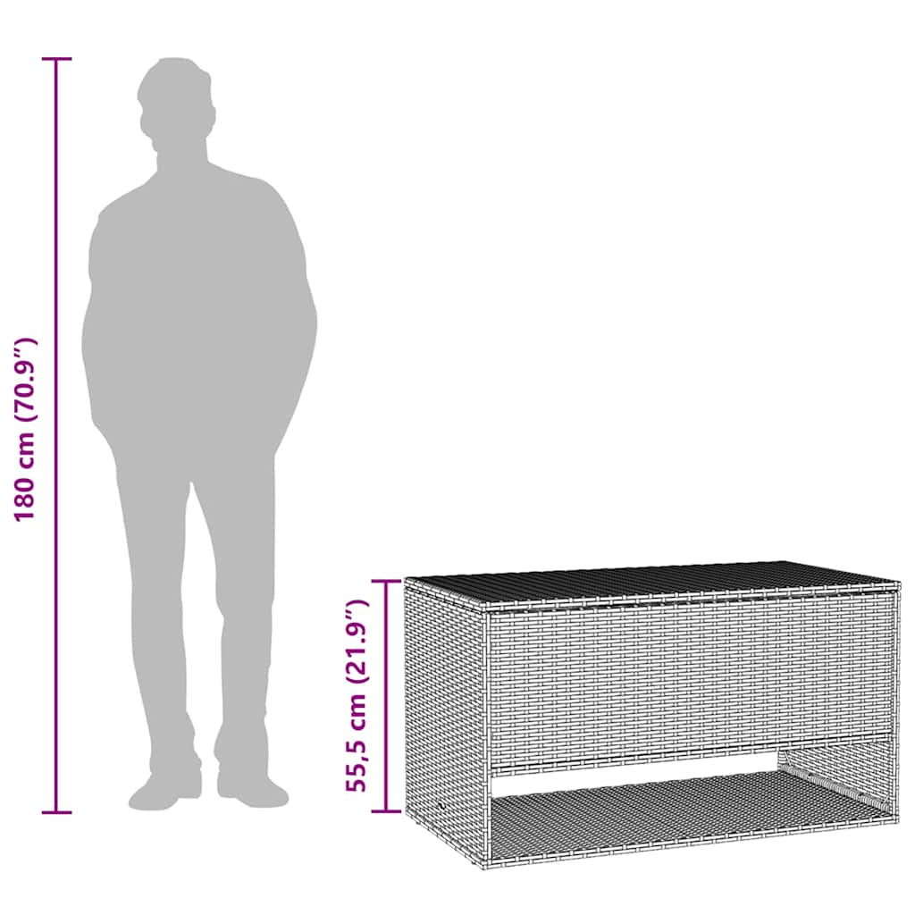 Scatola per Cuscini da Esterno Marrone 100x55x55,5cm Polyrattan