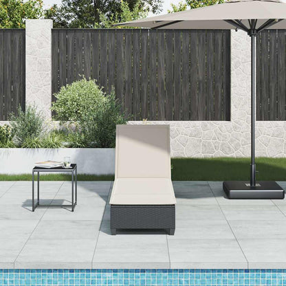 Lettino Prendisole con Cuscini Nero 55x200x25,5cm in Polyrattan