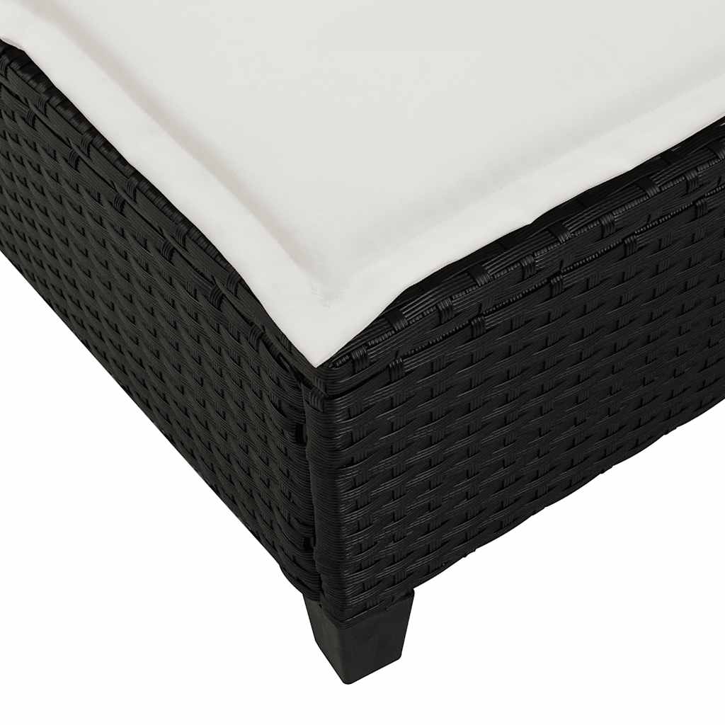 Lettino Prendisole con Cuscini Nero 55x200x25,5cm in Polyrattan