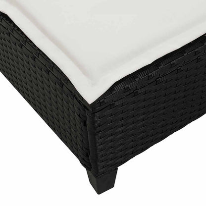 Lettino Prendisole con Cuscini Nero 55x200x25,5cm in Polyrattan - homemem39