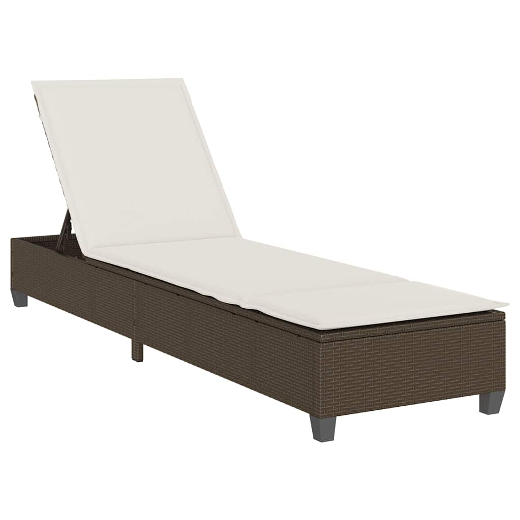 Lettino Prendisole con Cuscini Marrone 55x200x25,5cm Polyrattan - homemem39