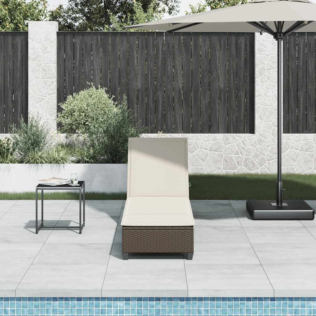 Lettino Prendisole con Cuscini Marrone 55x200x25,5cm Polyrattan - homemem39