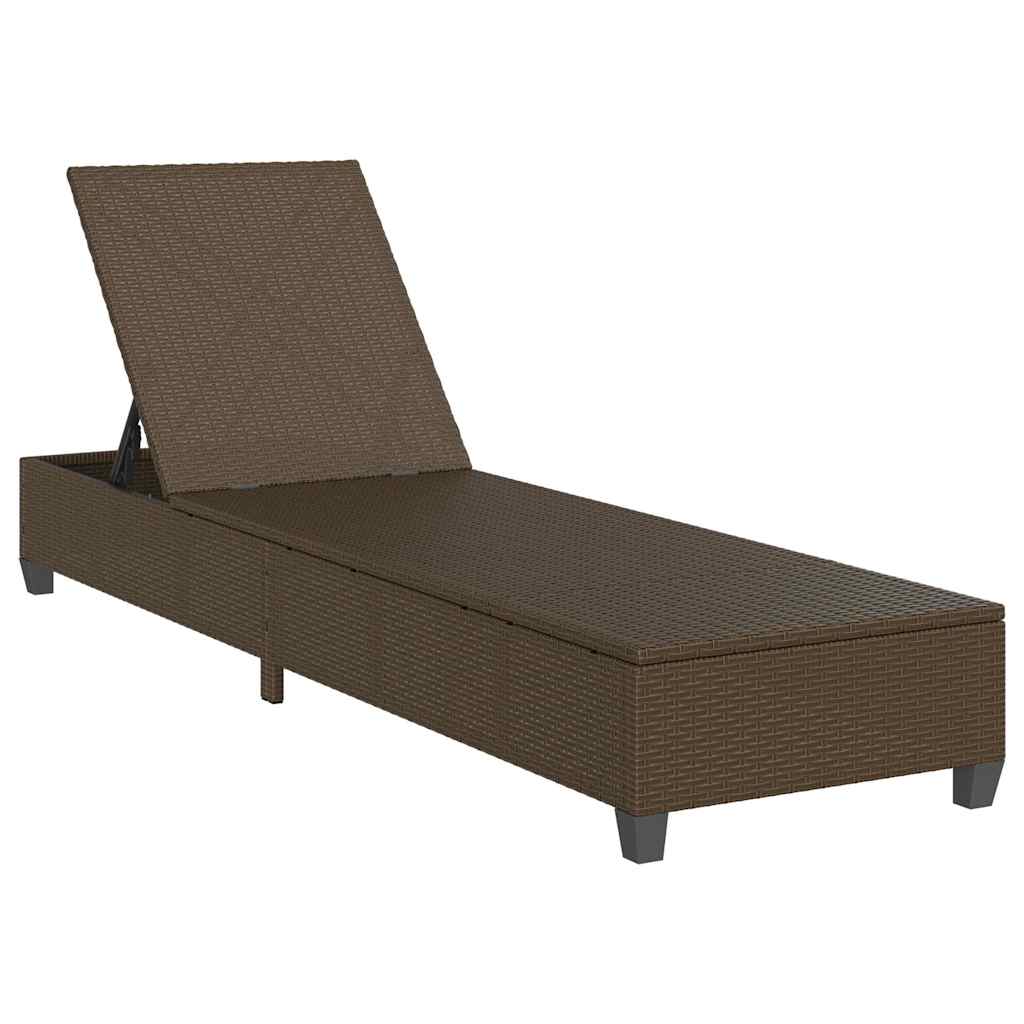 Lettino Prendisole con Cuscini Marrone 55x200x25,5cm Polyrattan