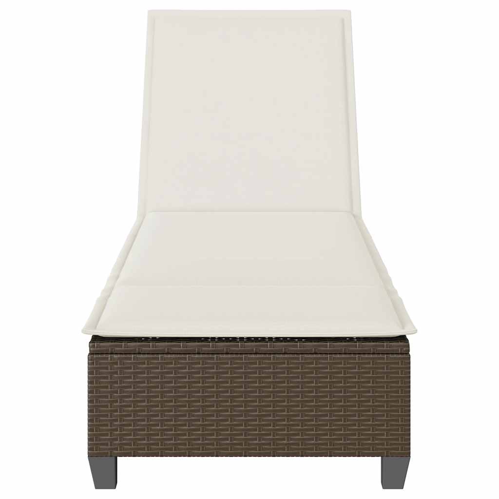 Lettino Prendisole con Cuscini Marrone 55x200x25,5cm Polyrattan - homemem39