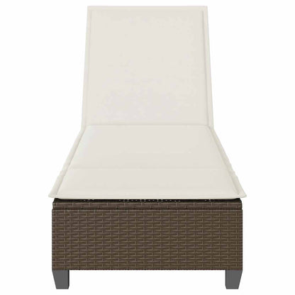 Lettino Prendisole con Cuscini Marrone 55x200x25,5cm Polyrattan