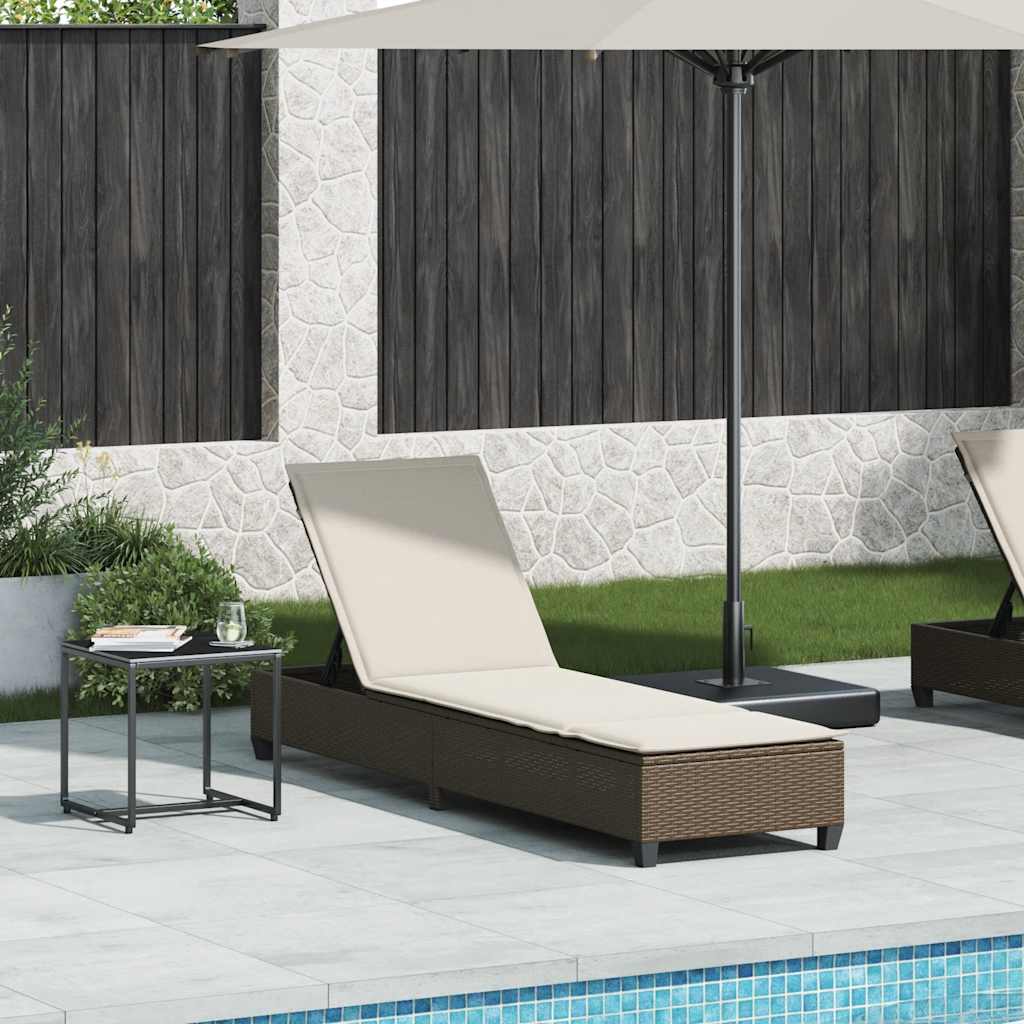 Lettino Prendisole con Cuscini Marrone 55x200x25,5cm Polyrattan - homemem39