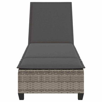 Lettino Prendisole con Cuscini Grigio 55x200x25,5cm Polyrattan - homemem39