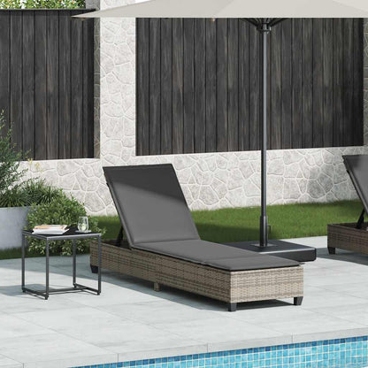 Lettino Prendisole con Cuscini Grigio 55x200x25,5cm Polyrattan