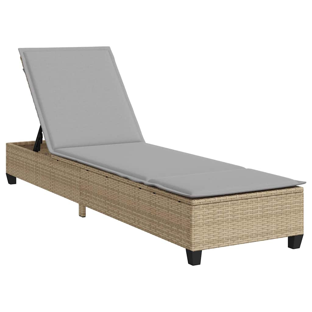 Lettino Prendisole con Cuscini Beige 55x200x25,5cm Polyrattan - homemem39