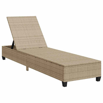 Lettino Prendisole con Cuscini Beige 55x200x25,5cm Polyrattan