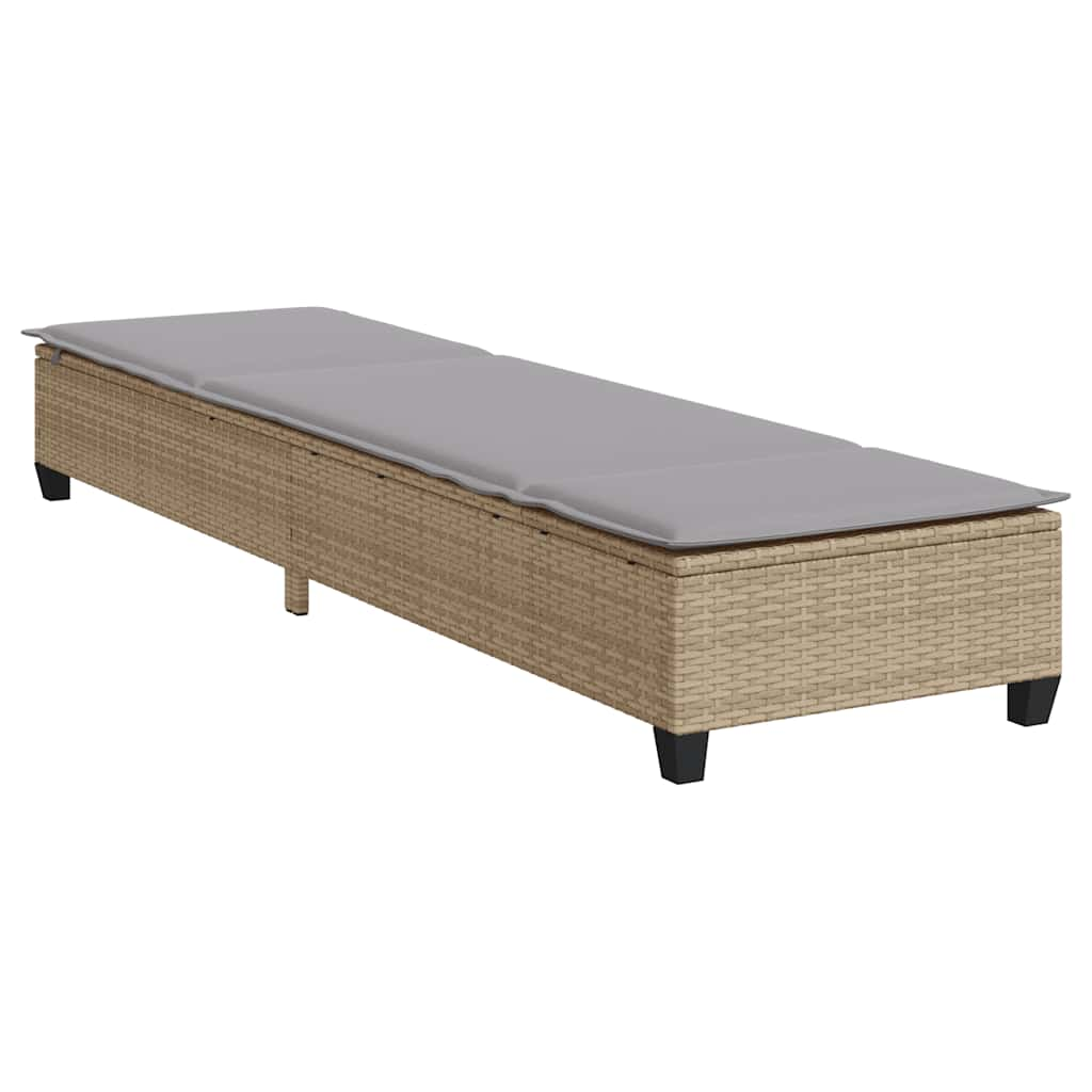 Lettino Prendisole con Cuscini Beige 55x200x25,5cm Polyrattan - homemem39