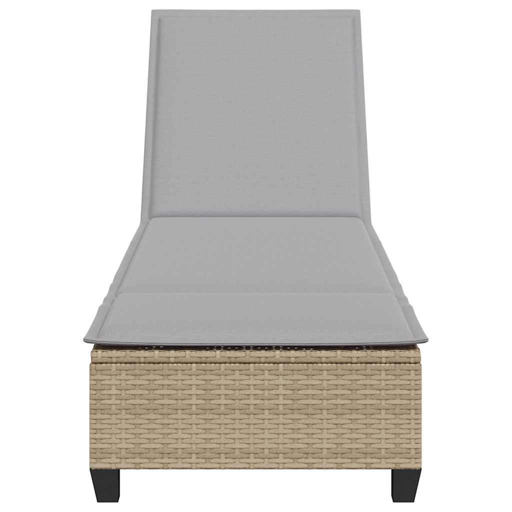 Lettino Prendisole con Cuscini Beige 55x200x25,5cm Polyrattan - homemem39