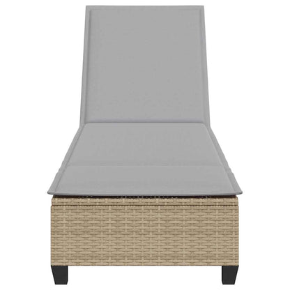 Lettino Prendisole con Cuscini Beige 55x200x25,5cm Polyrattan - homemem39