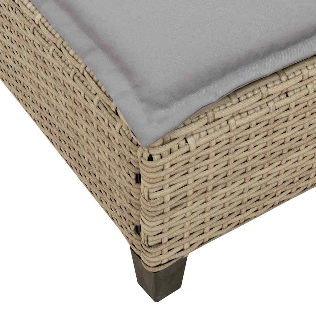 Lettino Prendisole con Cuscini Beige 55x200x25,5cm Polyrattan - homemem39