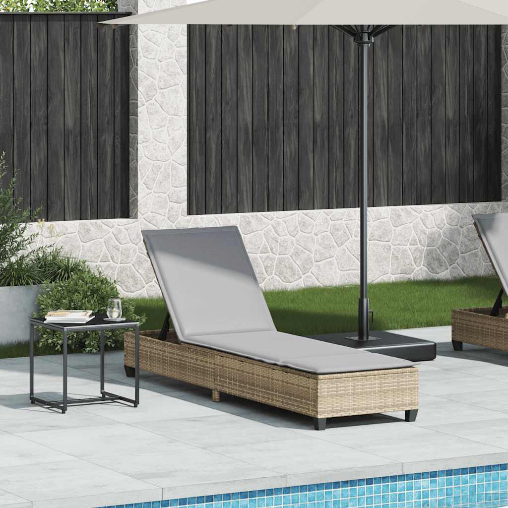 Lettino Prendisole con Cuscini Beige 55x200x25,5cm Polyrattan - homemem39