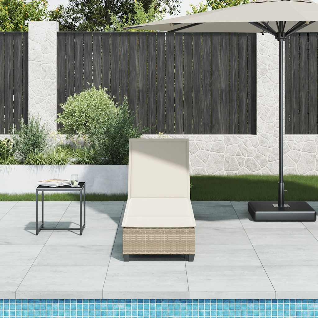 Lettino Prendisole con Cuscini Beige 55x200x25,5cm Polyrattan