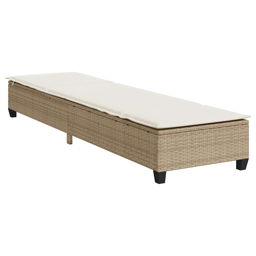 Lettino Prendisole con Cuscini Beige 55x200x25,5cm Polyrattan - homemem39