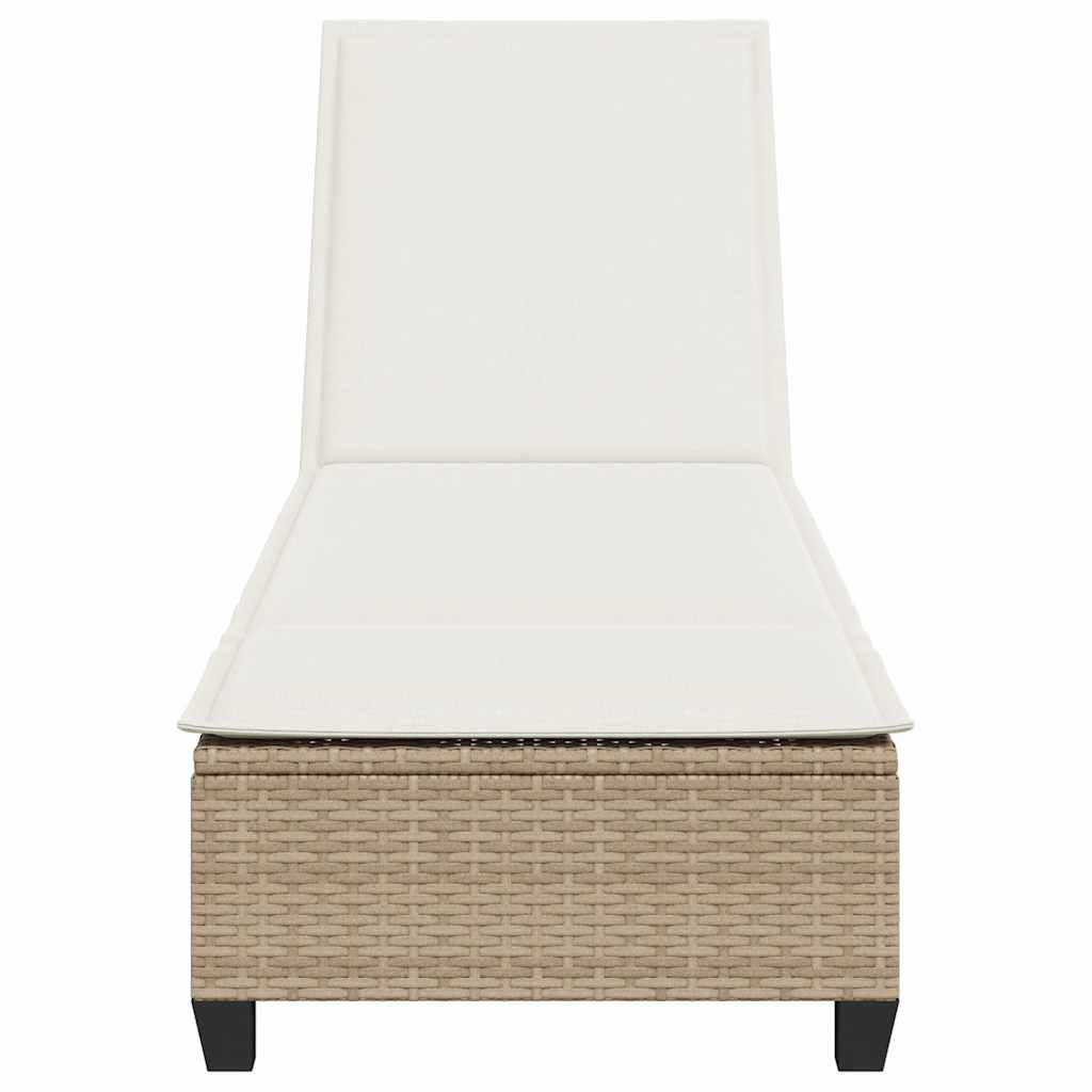 Lettino Prendisole con Cuscini Beige 55x200x25,5cm Polyrattan - homemem39