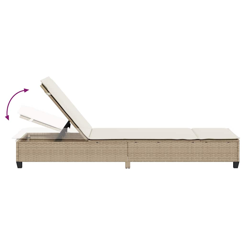 Lettino Prendisole con Cuscini Beige 55x200x25,5cm Polyrattan - homemem39