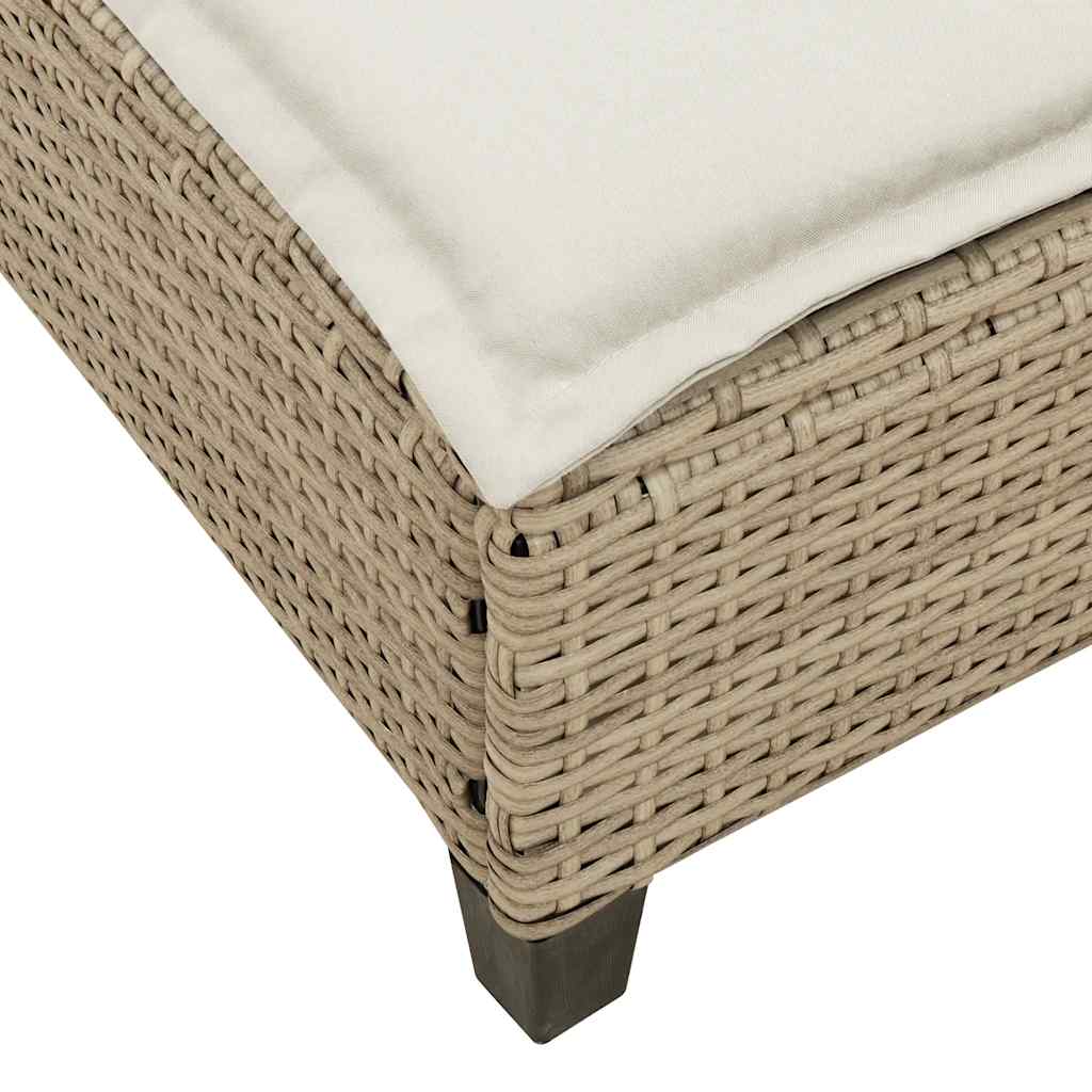 Lettino Prendisole con Cuscini Beige 55x200x25,5cm Polyrattan - homemem39