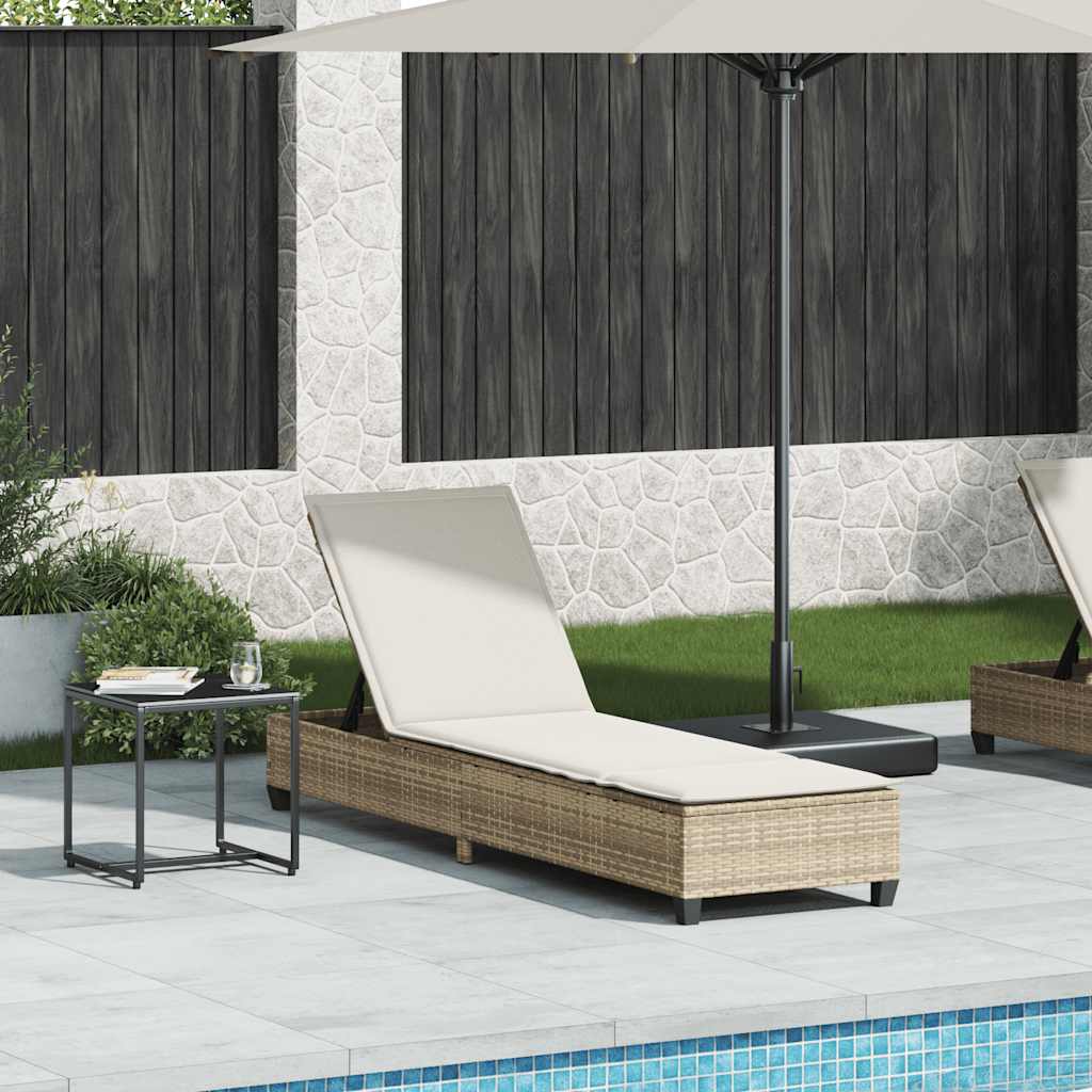 Lettino Prendisole con Cuscini Beige 55x200x25,5cm Polyrattan - homemem39