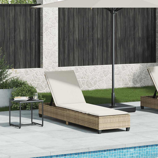 Lettino Prendisole con Cuscini Beige 55x200x25,5cm Polyrattan