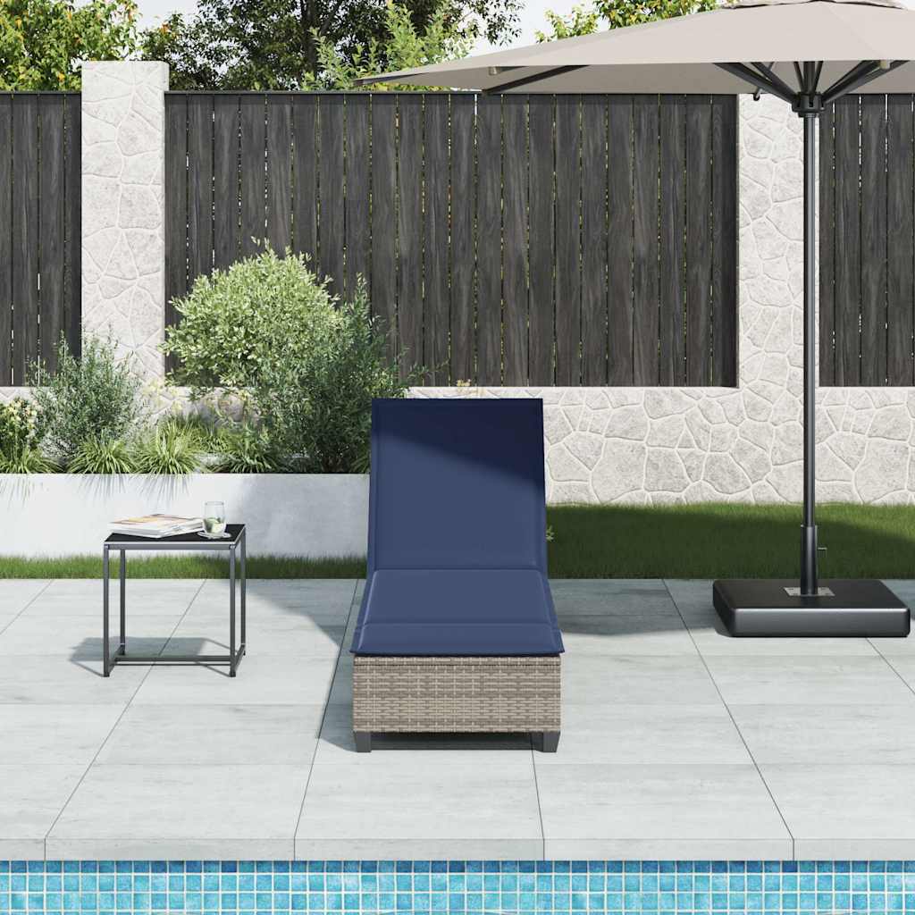 Lettino Prendisole con Cuscini Grigio 55x200x25,5cm Polyrattan - homemem39