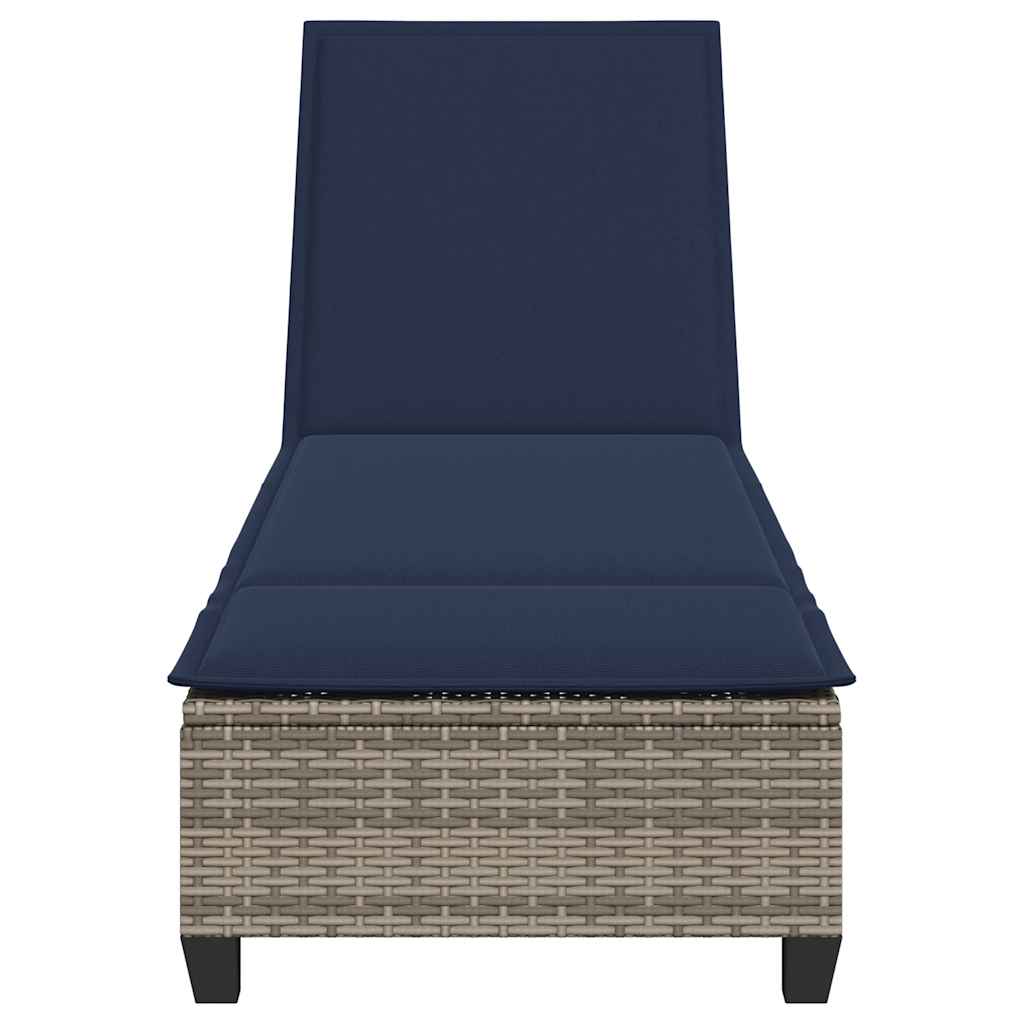 Lettino Prendisole con Cuscini Grigio 55x200x25,5cm Polyrattan