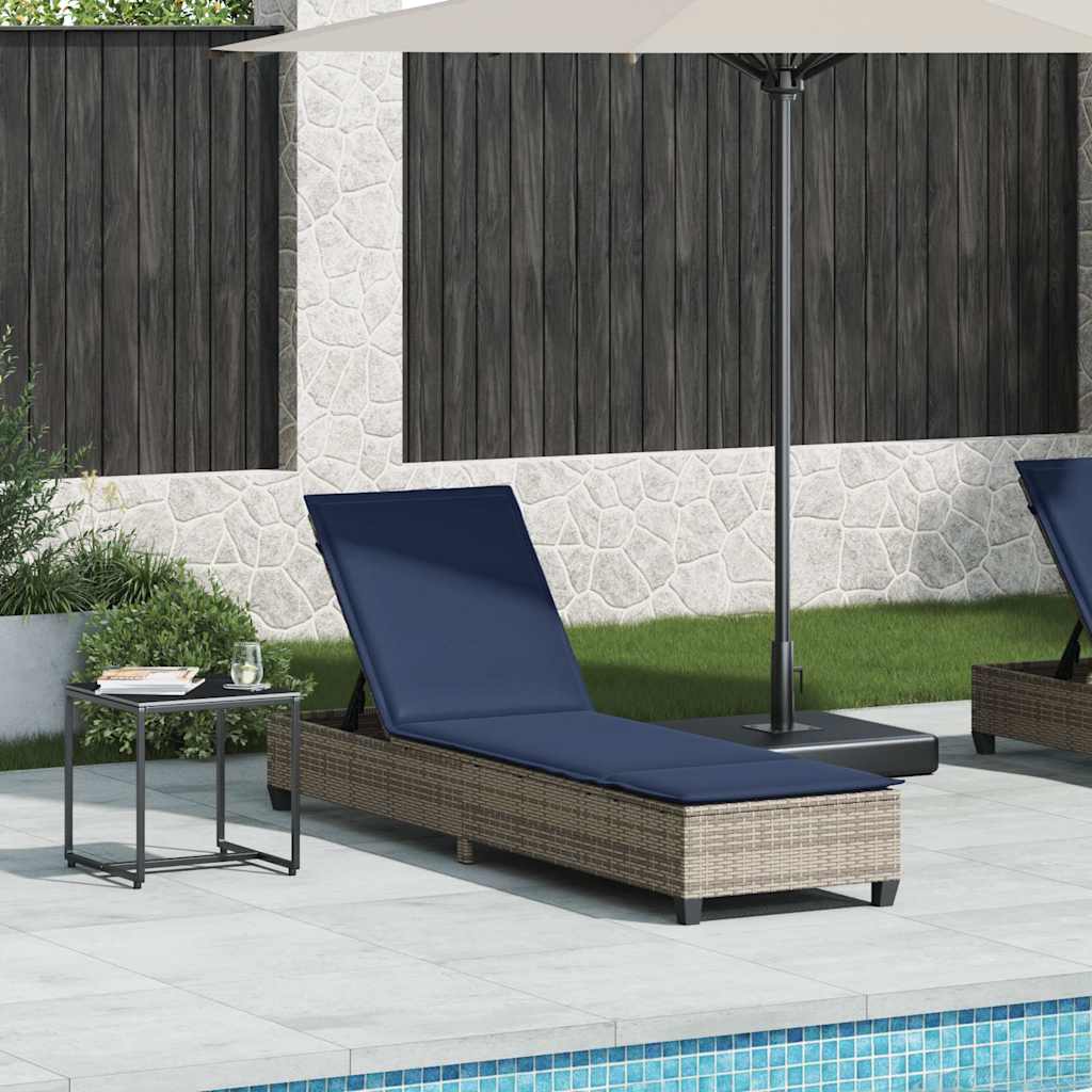 Lettino Prendisole con Cuscini Grigio 55x200x25,5cm Polyrattan - homemem39