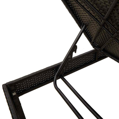 Lettino Prendisole con Cuscino Nero 55x200x44 cm in Polyrattan - homemem39