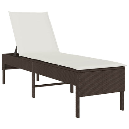 Lettino Prendisole con Cuscino Marrone 55x200x44 cm Polyrattan