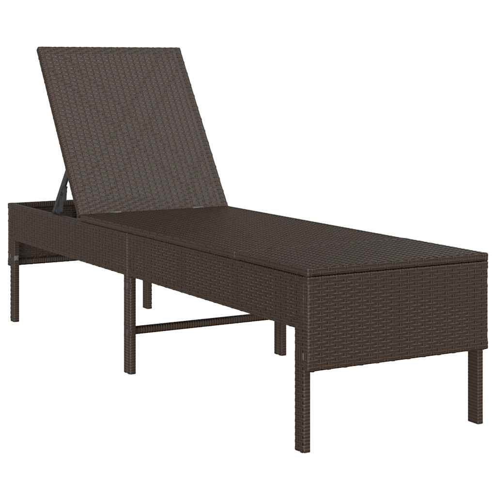 Lettino Prendisole con Cuscino Marrone 55x200x44 cm Polyrattan