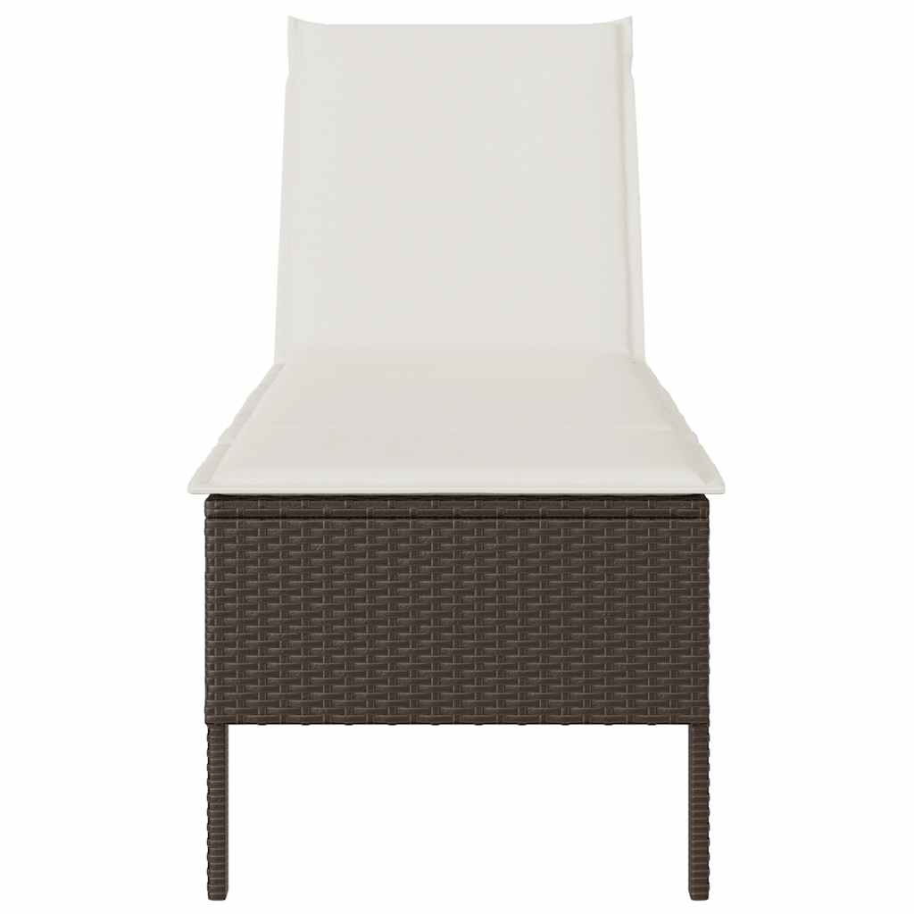 Lettino Prendisole con Cuscino Marrone 55x200x44 cm Polyrattan - homemem39