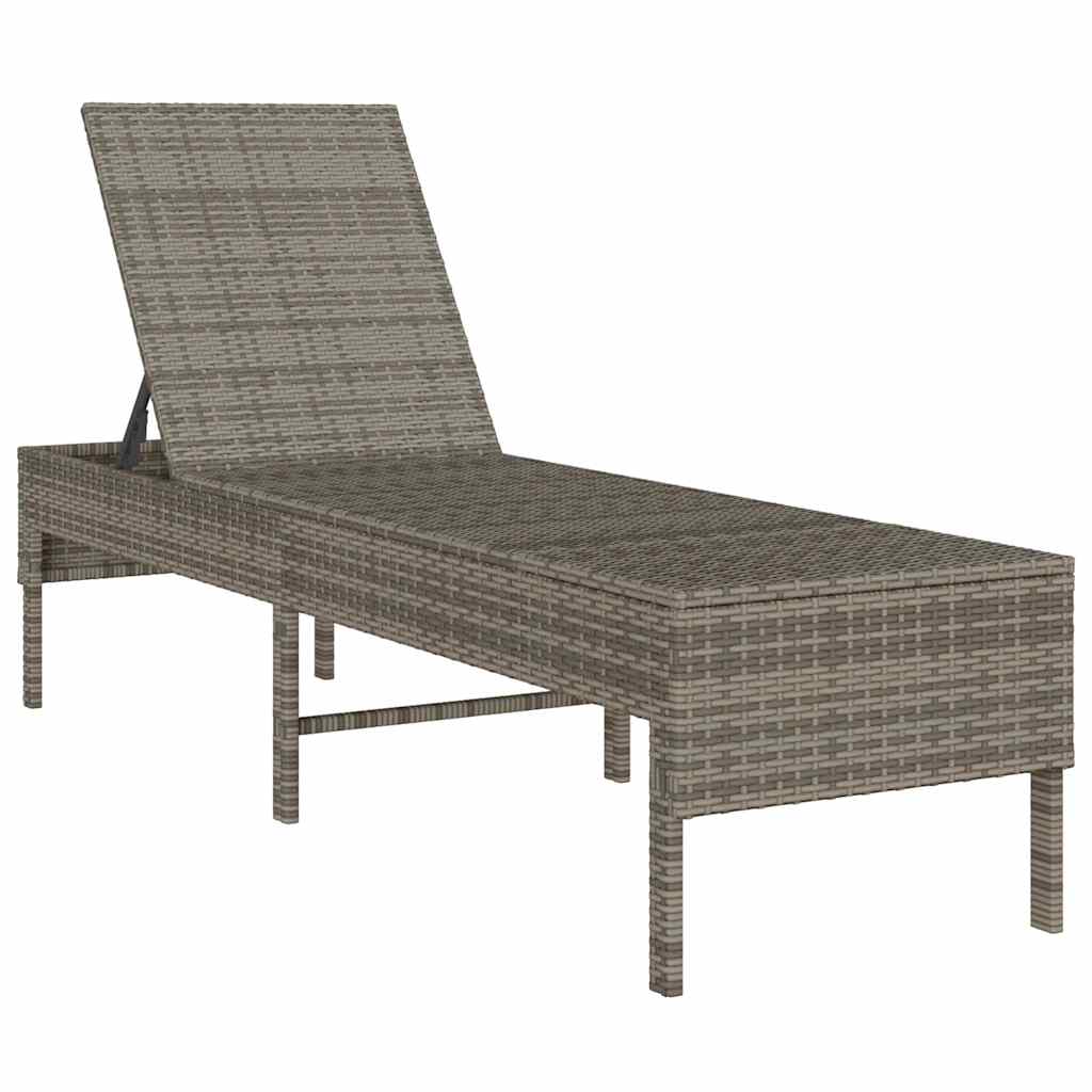 Lettino Prendisole con Cuscino Grigio 55x200x44cm in Polyrattan - homemem39